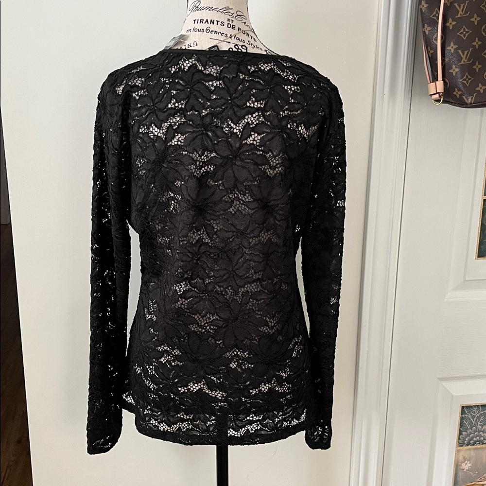 White House Black Market Black Lace Blouse - Picture 5 of 13